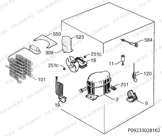 Взрыв-схема холодильника Electrolux UK120520RE - Схема узла Cooling system 017